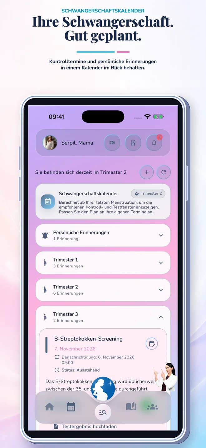 Schwangerschaftskalender der Schwangerschafts-App