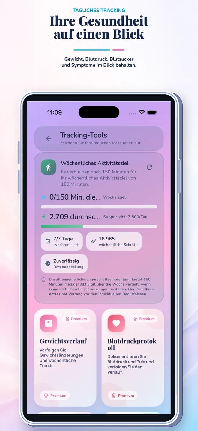 Tracking-Werkzeuge der Schwangerschafts-App
