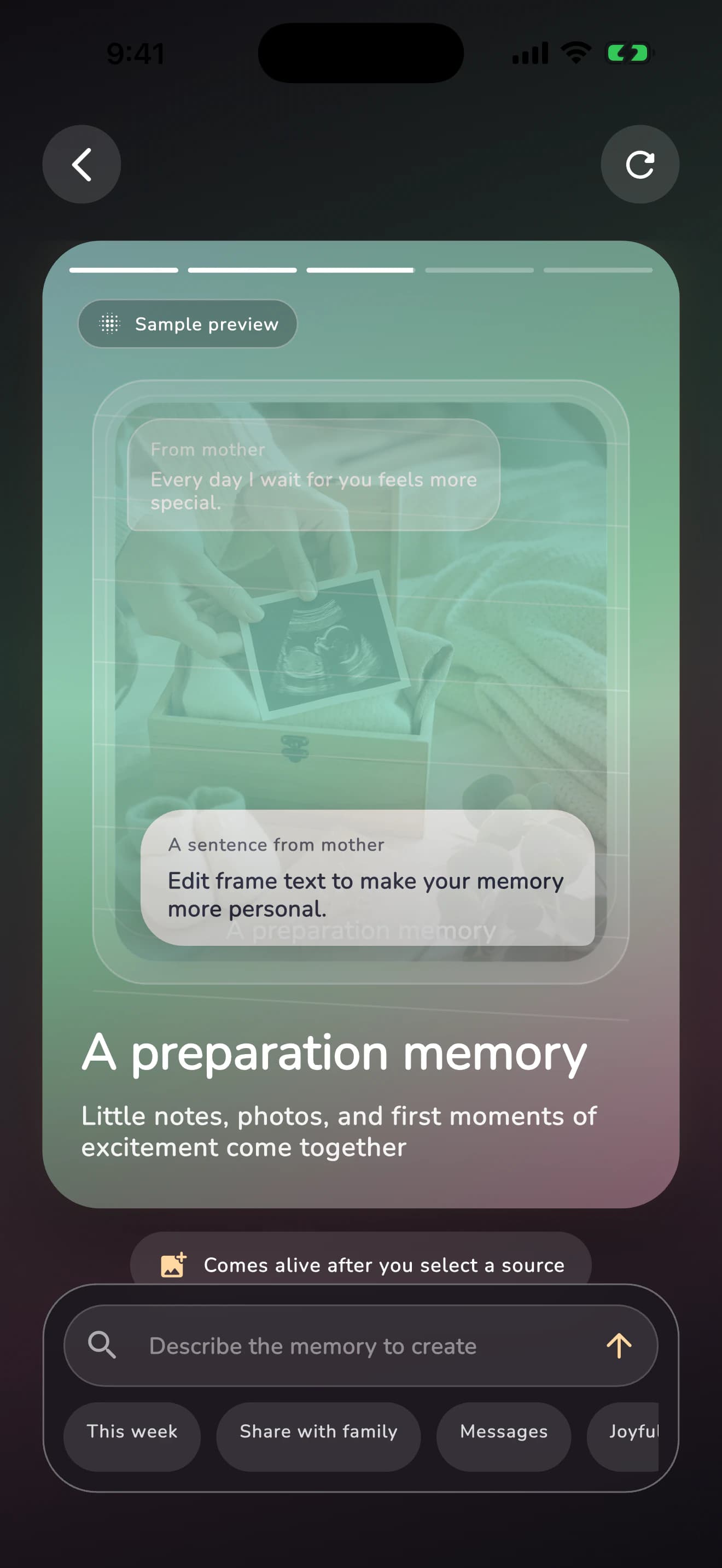 Pregnancy Tracker app memory video screen