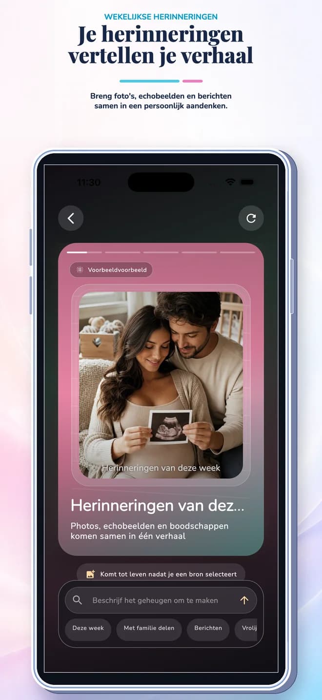 Zwangerschapsapp app geheugen video scherm
