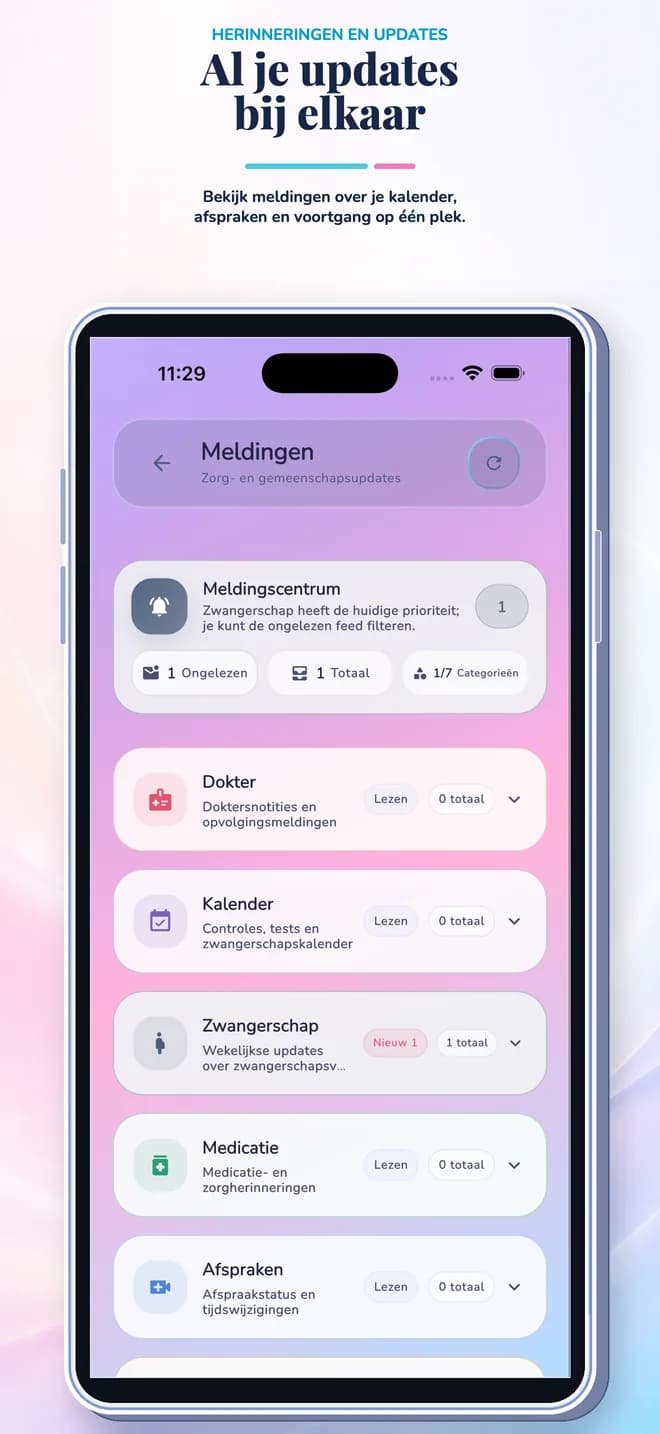 Zwangerschapsapp app meldingen centrum